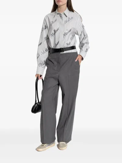 Stella Mccartney Sequin-embellished Striped Shirt In Gray