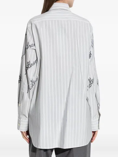 Stella Mccartney Sequin-embellished Striped Shirt In Gray