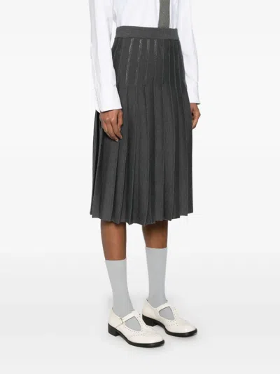 Thom Browne Pleated Pointelle Midi Skirt