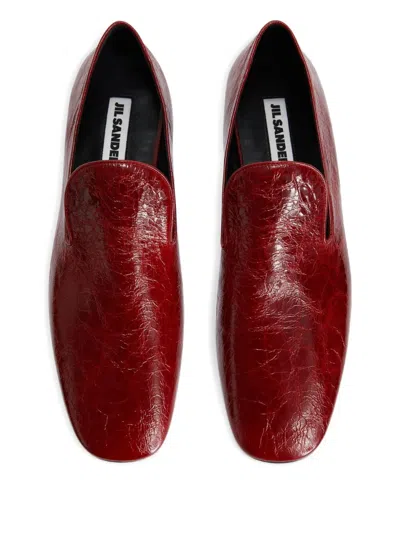 Jil Sander Leather Loafers In Red