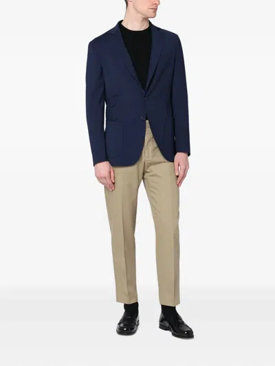 Santaniello Blue Wool-blend Single-breasted Jacket In Blue
