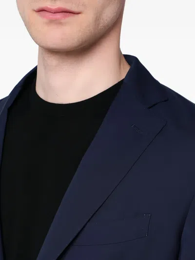 Santaniello Blue Wool-blend Single-breasted Jacket In Blue
