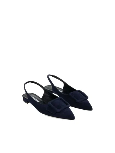 Manolo Blahnik Maylura Flat Pumps In Black