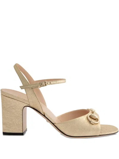 Gucci 75mm Horsebit Sandals In Gold
