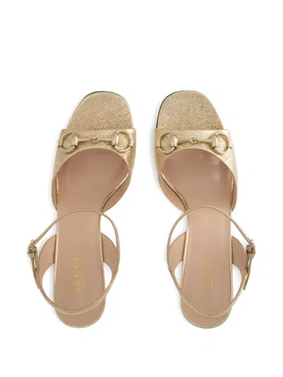 Gucci 75mm Horsebit Sandals In Gold