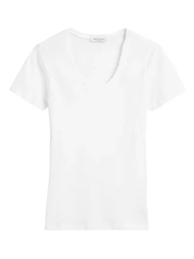 Marc O'polo Scoop-neck Short-sleeve T-shirt In White