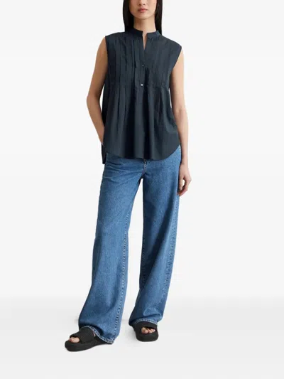 Marc O'polo Pleated Sleeveless Blouse In Black