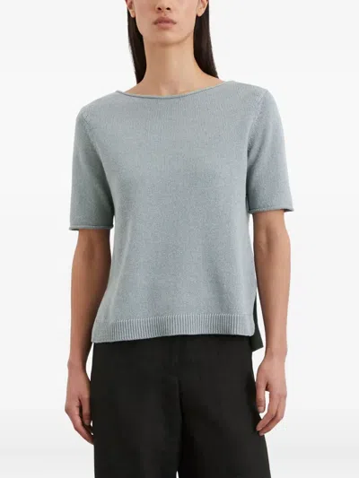 Marc O'polo Short-sleeve Knitted Top In Blue