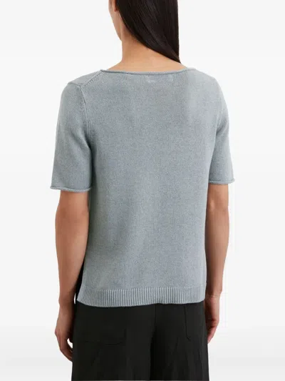 Marc O'polo Short-sleeve Knitted Top In Blue