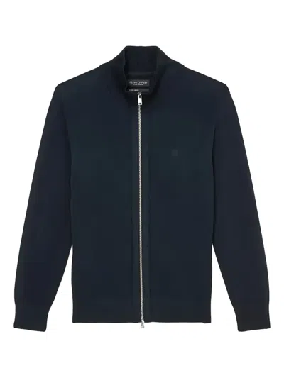 Marc O'polo Knitted Zip-up Cardigan In Blue