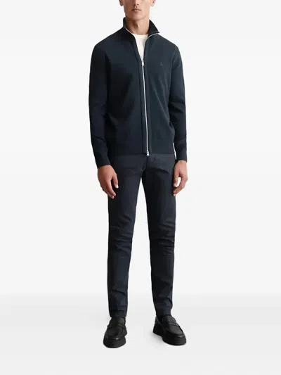Marc O'polo Knitted Zip-up Cardigan In Blue
