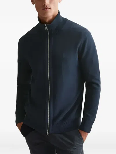Marc O'polo Knitted Zip-up Cardigan In Blue
