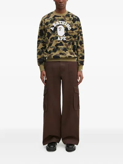 Kenzo Cotton Cargo Trousers In Brown