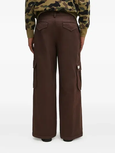 Kenzo Cotton Cargo Trousers In Brown