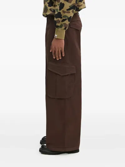Kenzo Cotton Cargo Trousers In Brown