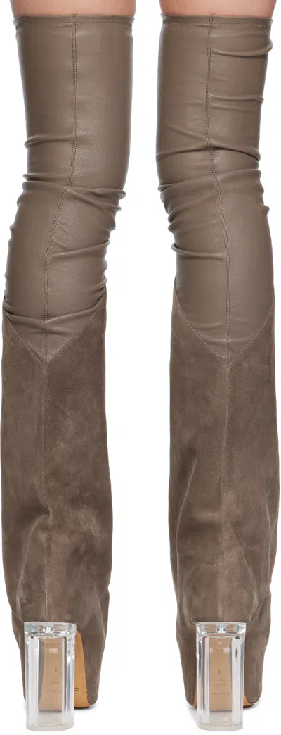 Rick Owens Gray Hollywood Taco Kiss Tall Boots