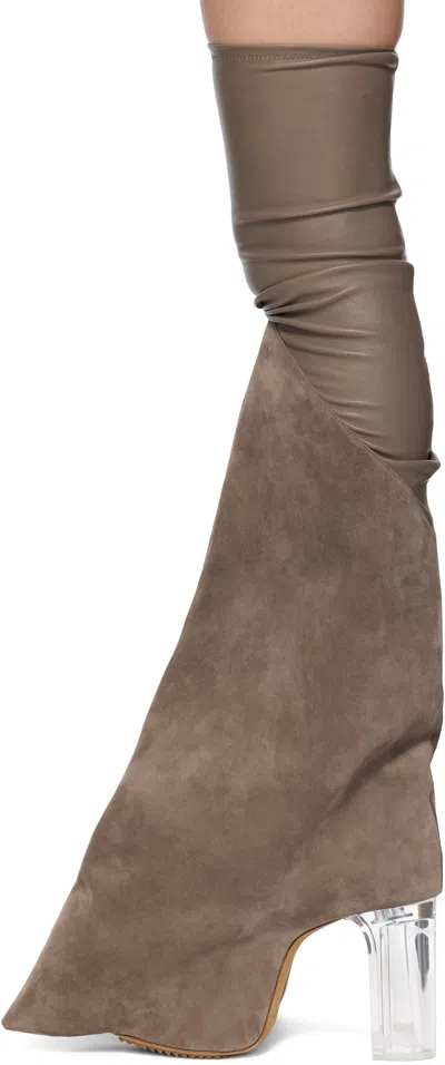 Rick Owens Gray Hollywood Taco Kiss Tall Boots