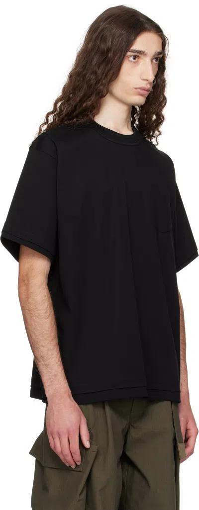 Sacai Black Cotton Jersey T-shirt