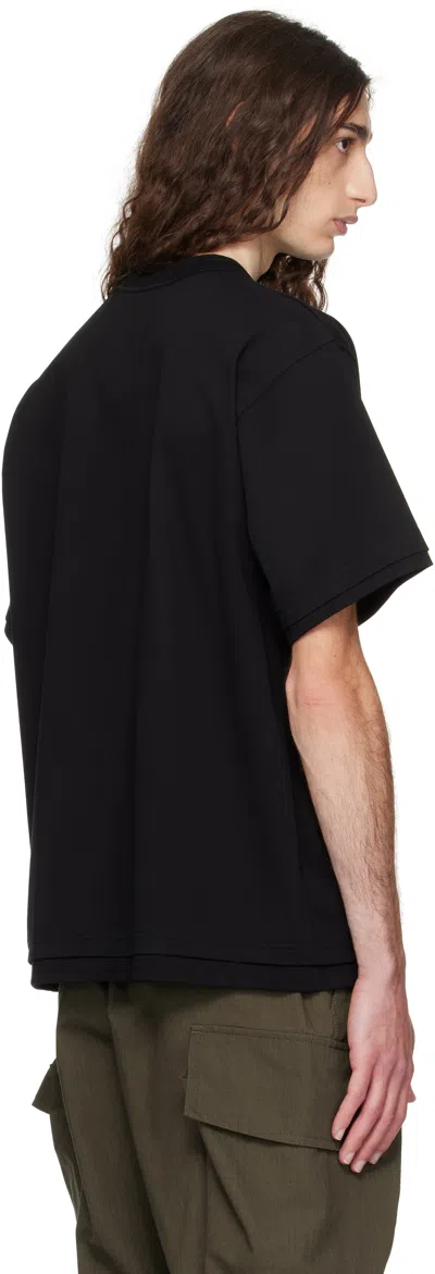 Sacai Black Cotton Jersey T-shirt
