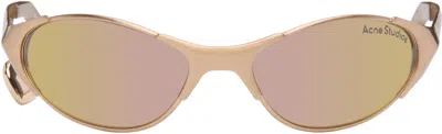 Acne Studios Rose Gold Metal Frame Charm Sunglasses