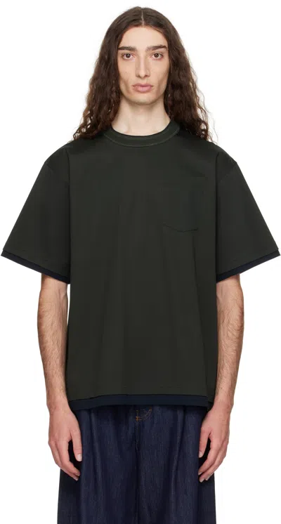 Sacai Green Cotton Jersey T-shirt