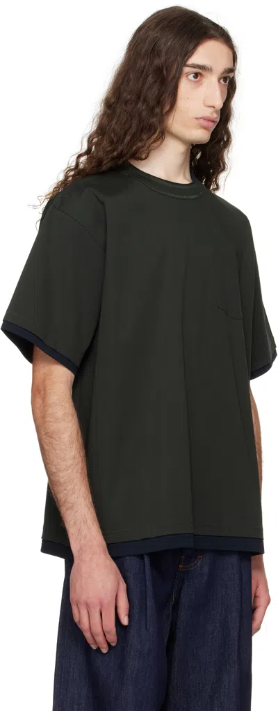 Sacai Green Cotton Jersey T-shirt