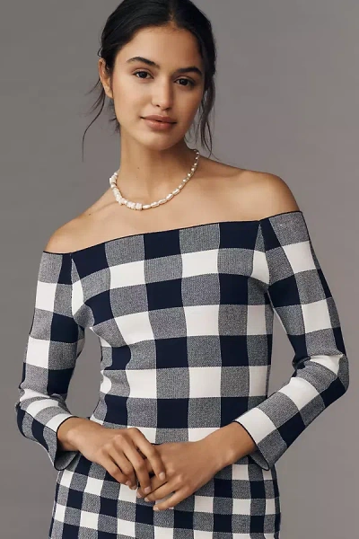 Ser.o.ya Off-the-shoulder Gingham Pullover Sweater