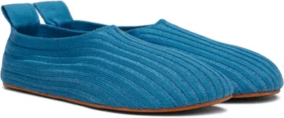 Meta Campania Collective Blue Aime Silk Rib Knit Flats