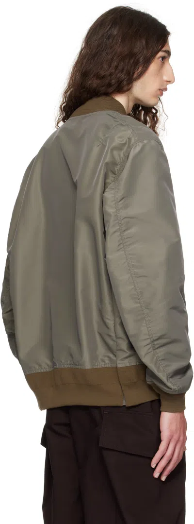 Sacai Taupe Nylon Twill Bomber Jacket In Green