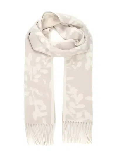 Marc O'polo Floral-print Fringed Scarf In Neutral