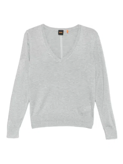 Hugo Boss Grey V-neck T-shirt In Gray