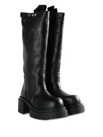 Rick Owens 75mm Knee-high Platform Boots In Black