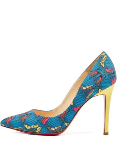 Pre-owned Christian Louboutin 100mm Pointed-toe Heel-print Pumps