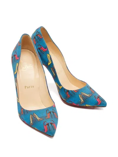 Pre-owned Christian Louboutin 100mm Pointed-toe Heel-print Pumps