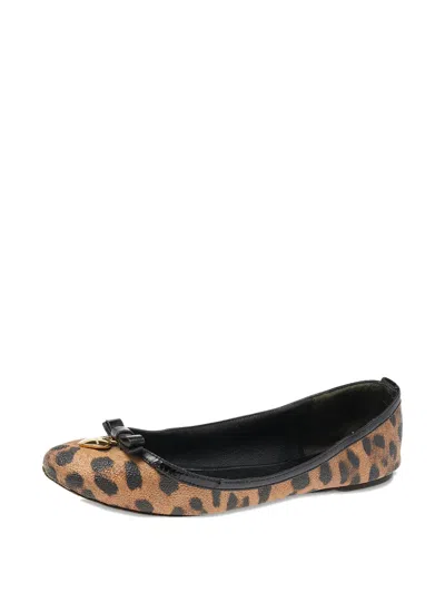 Pre-owned Dolce & Gabbana Leopard-print Ballet Flats