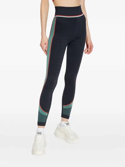 Casablanca Panelled Leggings In Blue