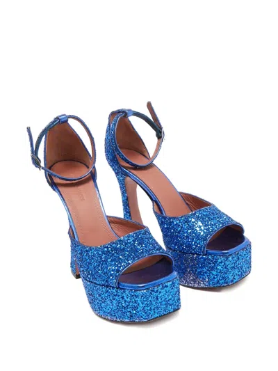 Pre-owned Amina Muaddi 140mm Glitter-embellished Heeled Sandals