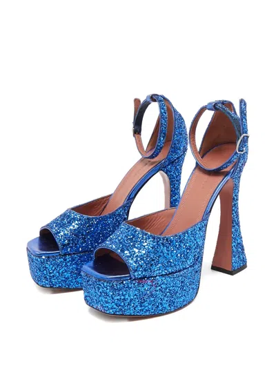 Pre-owned Amina Muaddi 140mm Glitter-embellished Heeled Sandals