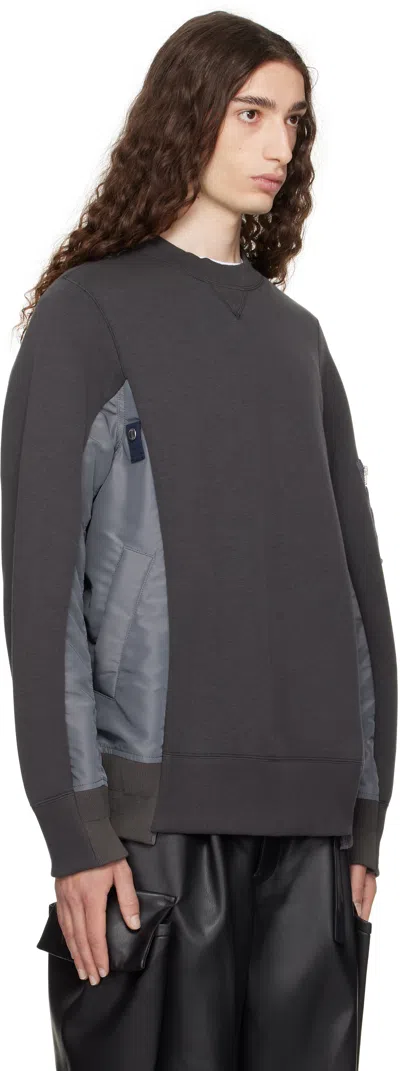 Sacai Gray Sponge Sweat & Nylon Twill Sweatshirt