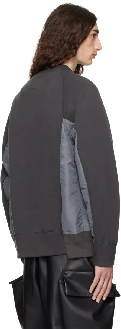 Sacai Gray Sponge Sweat & Nylon Twill Sweatshirt