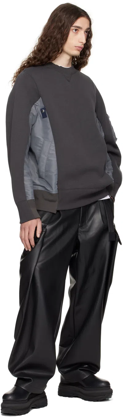 Sacai Gray Sponge Sweat & Nylon Twill Sweatshirt