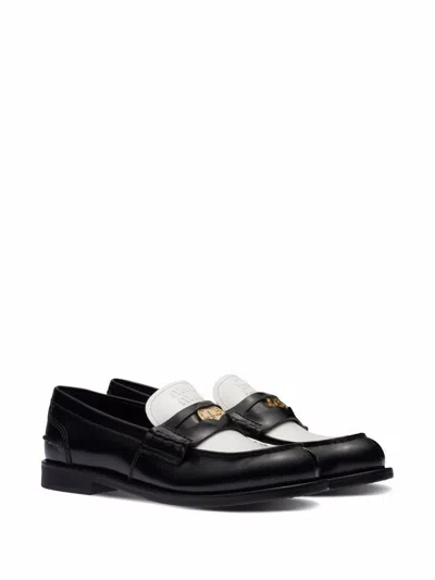 Miu Miu Black Leather Loafers In Black