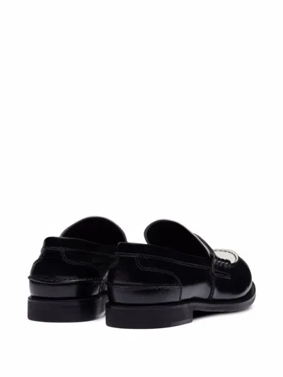 Miu Miu Black Leather Loafers In Black