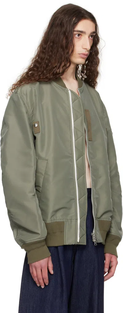 Sacai Khaki Nylon Twill Bomber Jacket
