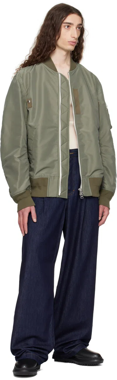 Sacai Khaki Nylon Twill Bomber Jacket