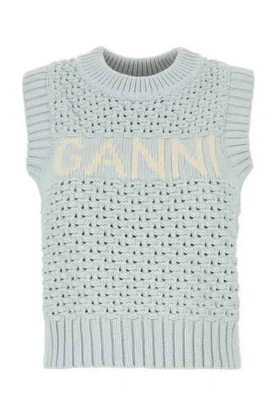 Ganni Textured Organic Cotton Blend Sweater Vest