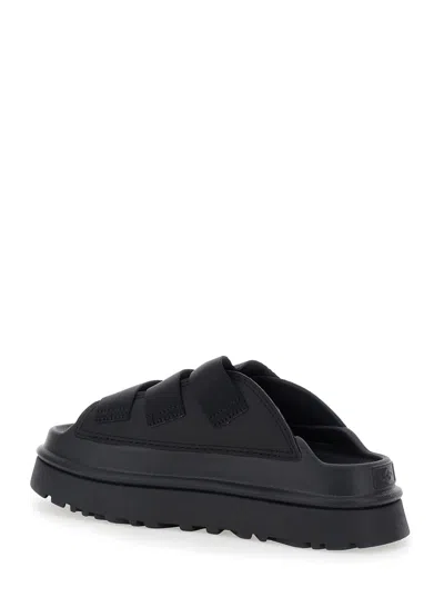 Ugg Golden Glow Black Sandals With Round Open Toe In Tech Fabric Woman