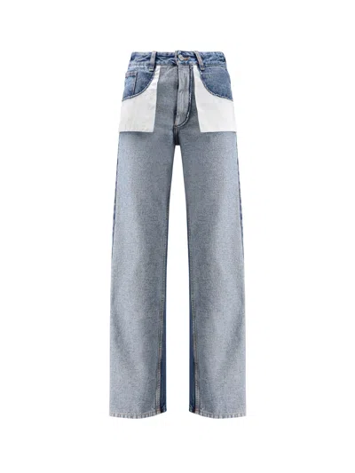 Mm6 Maison Margiela Straight Leg Jeans With Reverse Pockets In Multi