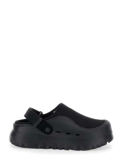 Ugg Peakmod Black Mules With Adjustable Strap And Lug Sole In Tech Fabric Man