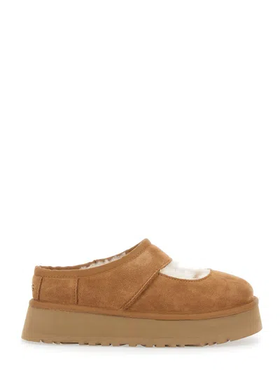 Ugg Bea Mary Jane Brown Mules With Cut-out Detail In Suede Woman